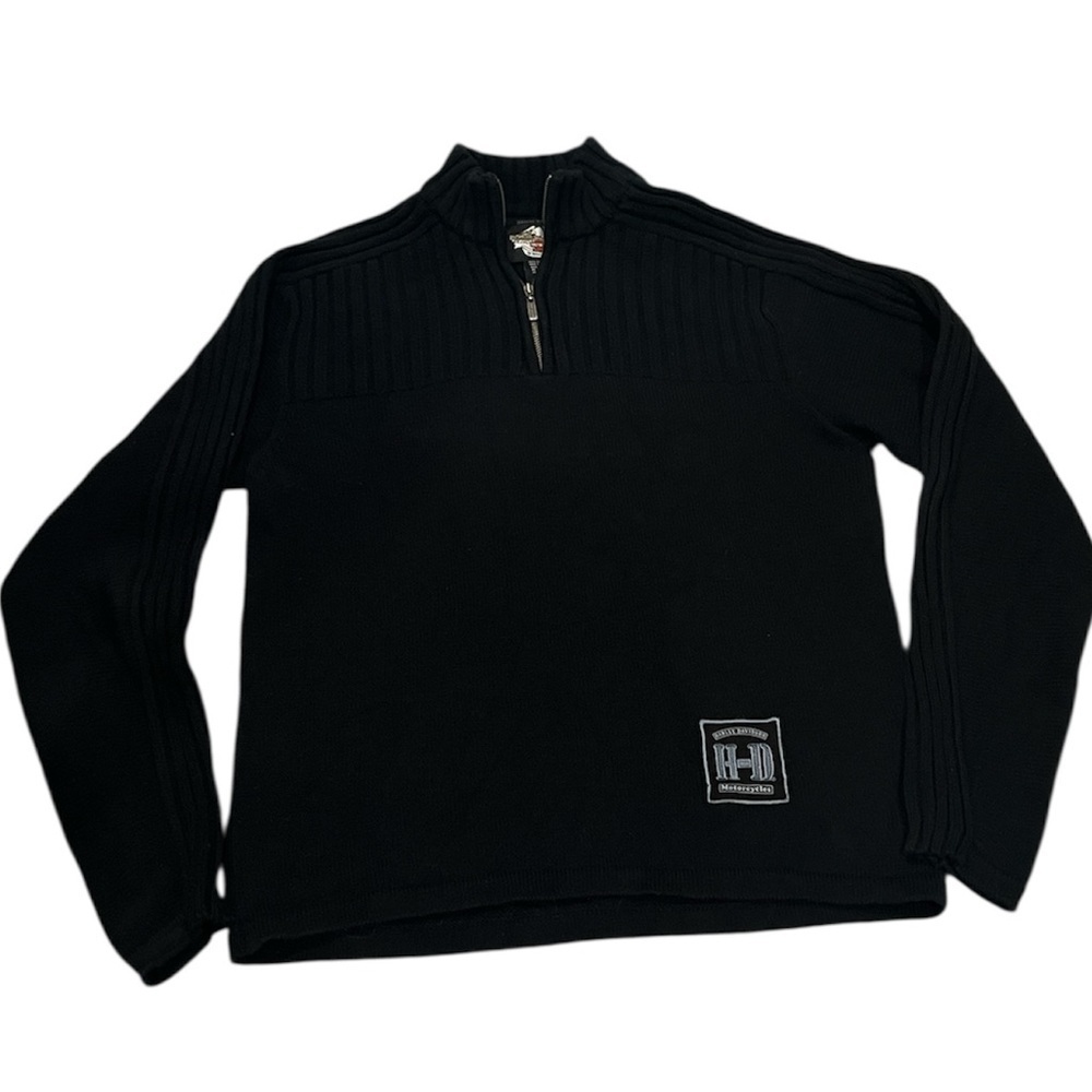 Harley-Davidson Black 1/4 zip embroidered  Harley logo size Large